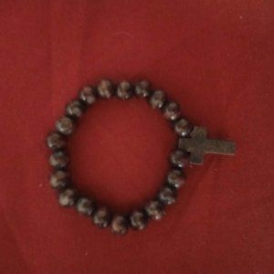breaded cross bracelet brown